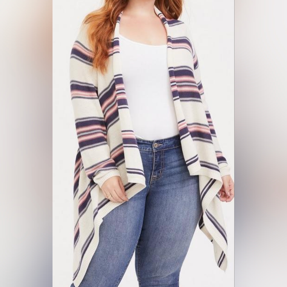 TORRID Drape Front Striped Open Cardigan 2x(18-20)